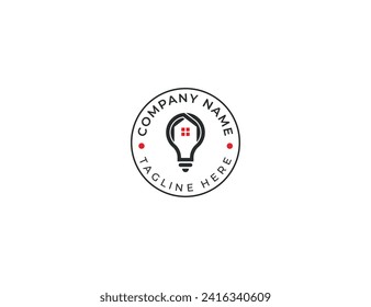Home with Light bulb logo design  