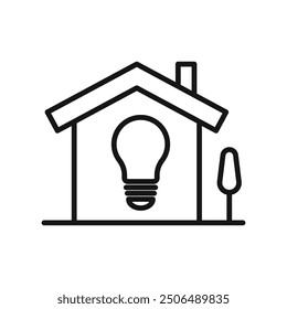 Home light icon Black line art vector logo