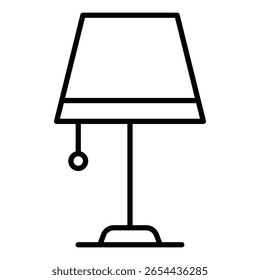 Icono de luz en el hogar Vector de letrero plano de contorno blanco y negro