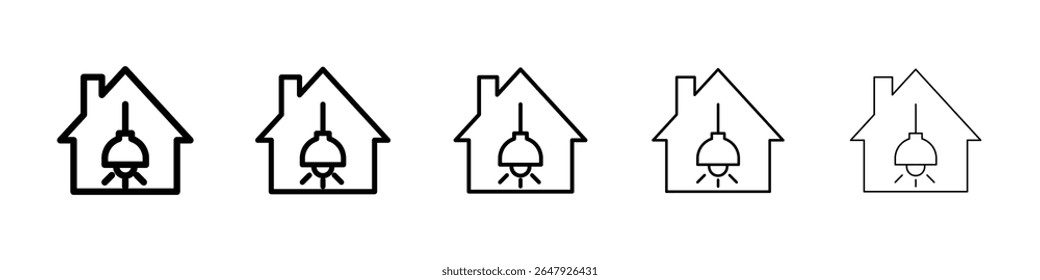 Home light icon isolated vector on white background set