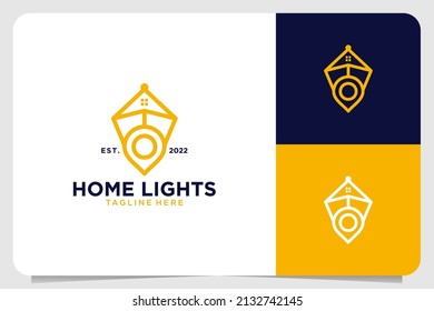 home light line art logo design