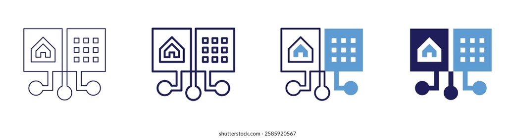 Home lighting system icon in 4 different styles. Thin Line, Line, Bold Line, Duotone. Duotone style. Editable stroke.