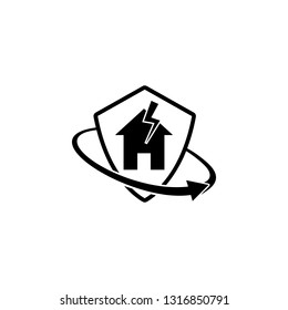home, lightning, insurance. Element of insurance in shield icon. Premium quality graphic design icon. Signs and symbols collection icon for websites, web design, mobile app