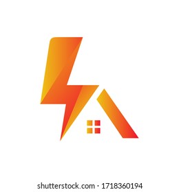 Home Lightning Logo Design Vector Icon Graphic