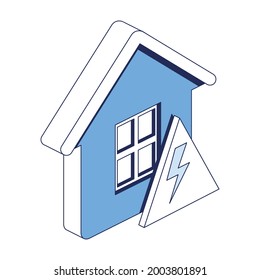 Home, lightning sign. Vector 3d line isometric, color web icons, new flat style. Creative design idea and elements for infographics.