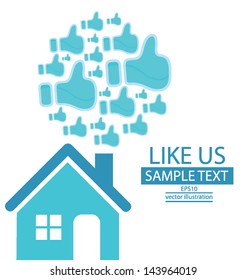 Home. Like button. vector illustration.