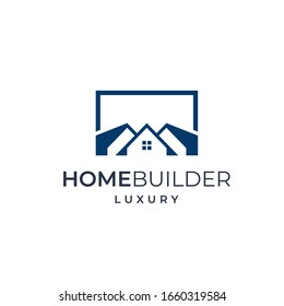 Home line art vector logo template for real estate company. 