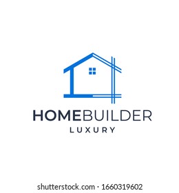 Home line art vector logo template for real estate company. 