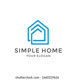 Home line art vector logo template for real estate company. 