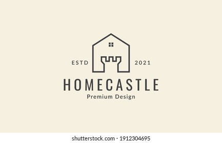 Home Line With Castle Simple Logo Vector Icon Symbol Design Graphic Illustration