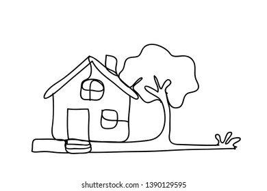 home ,line drawing style, vector design