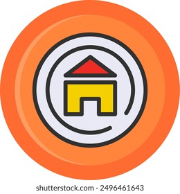 Home Line Filled Circle Vector Icon Design