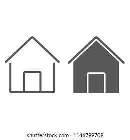 Home line and glyph icon, house and building, button sign, vector graphics, a linear pattern on a white background, eps 10.