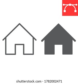 Home line and glyph icon, ui and button, house sign vector graphics, editable stroke linear icon, eps 10