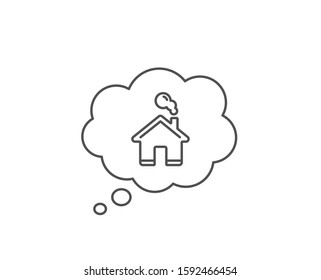 Home line icon. Chat bubble design. House sign. Building or Homepage symbol. Outline concept. Thin line home icon. Vector