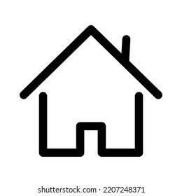 Home line icon in flat. Main page button. Navigation sign. Black house outline symbol isolated on white background. Simple home vector icon for web site design or button to mobile app.