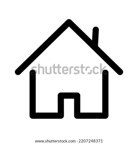 Home line icon in flat. Main page button. Navigation sign. Black house outline symbol isolated on white background. Simple home vector icon for web site design or button to mobile app.