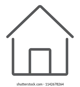 Home line icon, house and building, button sign, vector graphics, a linear pattern on a white background, eps 10.