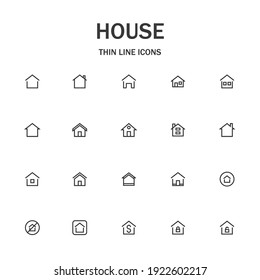 Home line icon set. Collection of modern signs for web design and mobile app. House pictograms. Black icon on white background. Collection of high-quality outline logo
