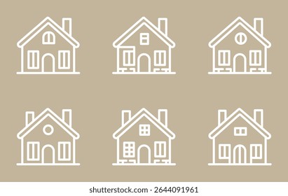 Home line icons. Editable stroke. Simple house symbols. Building icon. Vector illustration.
