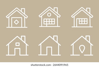 Home line icons. Editable stroke. Simple house symbols. Building icon. Vector illustration.