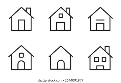 Home line icons. Editable stroke. Simple house symbols. Building icon. Vector illustration.