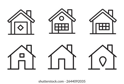 Home line icons. Editable stroke. Simple house symbols. Building icon. Vector illustration.