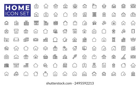 Home line icons. Real estate objects and houses line icon set vector illustration