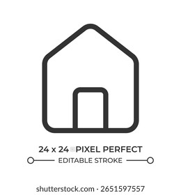 Ícone de interface do usuário da linha inicial. Propriedade da casa, residência. Imóveis, propriedade privada. Construção, edifício. Símbolo de contorno de vetor isolado. Elemento linear da interface do usuário do Webdesign, pixel perfect