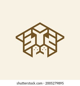 Home Lion Outline Logo Design