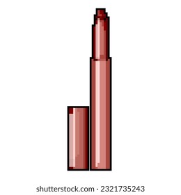 vectores retro de arte de píxeles de juegos de maquillaje de lápiz labial de casa. maquillaje de lápiz labial en casa de bits. ilustración vintage antigua