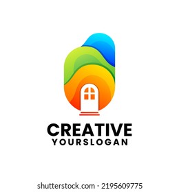 Logo für häusliche Flüssigkeits-Farbverlauf-Design
