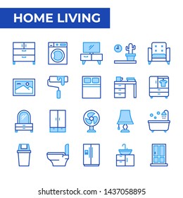 Home Living Icon Set Blue Monochrome Stock Vector (Royalty Free ...