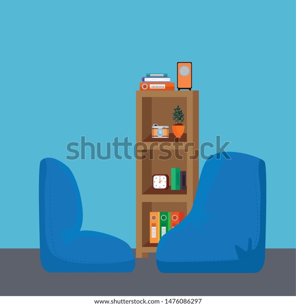 Home Living Room Place Scene Stock Vector Royalty Free