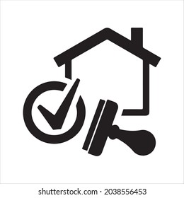 Icono aprobado para préstamo residencial. Vector y glifo