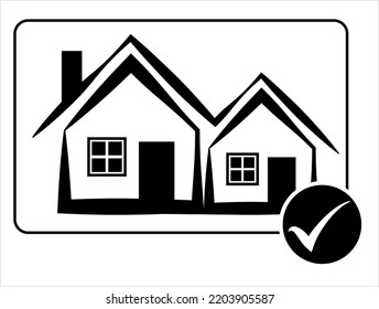 Icono Vector de imágenes aprobado para préstamo residencial Ilustración