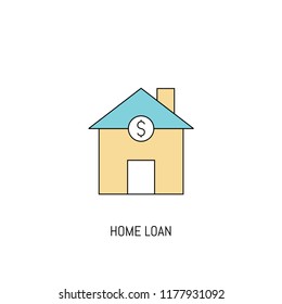Home Loan colorful line icon. Simple Icon illustration. Property Loan Line Icon Useful For Web, Mobile, Software & Apps. Eps-10.