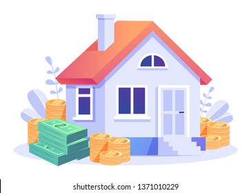 Home Loan concept, Rent,  Buying a property. Real estate agent at work,  investment, mortgage, house loan, account, banking. Concept for presentation, web page