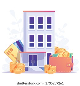 Home Loan concept, Rent,  Buying a property. Real estate agent at work,  investment, mortgage, house loan, account, banking, Hands with a house and with banknotes. Concept for presentation, web page