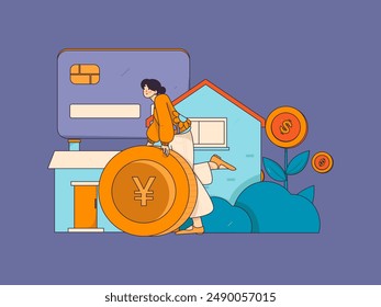Ilustración de operación de concepto de Vector plano de préstamo para vivienda
