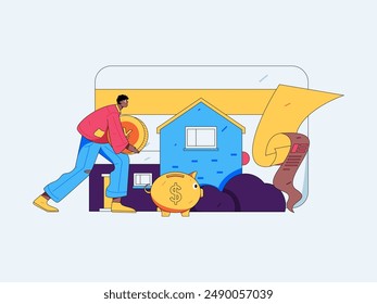 Home loan flat vector concept operation illustration

