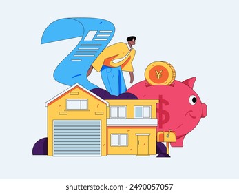 Ilustración de operación de concepto de Vector plano de préstamo para vivienda
