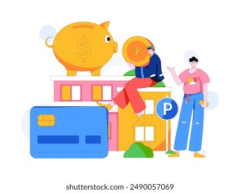 Ilustración de operación de concepto de Vector plano de préstamo para vivienda

