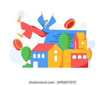 Home loan flat vector concept operation illustration
