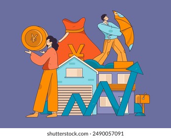 Ilustración de operación de concepto de Vector plano de préstamo para vivienda
