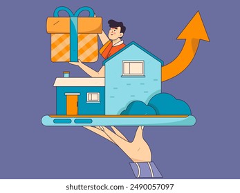 Ilustración de operación de concepto de Vector plano de préstamo para vivienda
