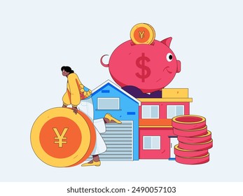 Home loan flat vector concept operation illustration
