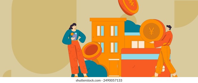Ilustración de operación de concepto de Vector plano de préstamo para vivienda

