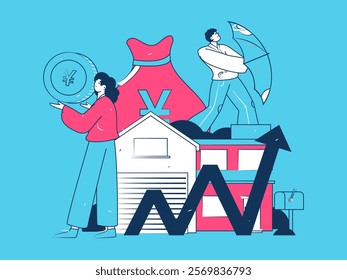 Home loan flat vector concept operation illustration

