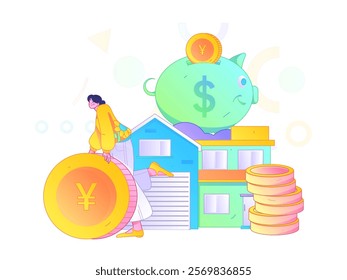 Home loan flat vector concept operation illustration
